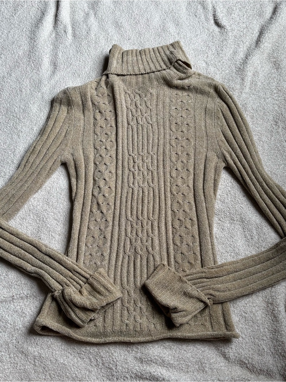Vintage Airport chenille cable knit turtleneck sweater size small